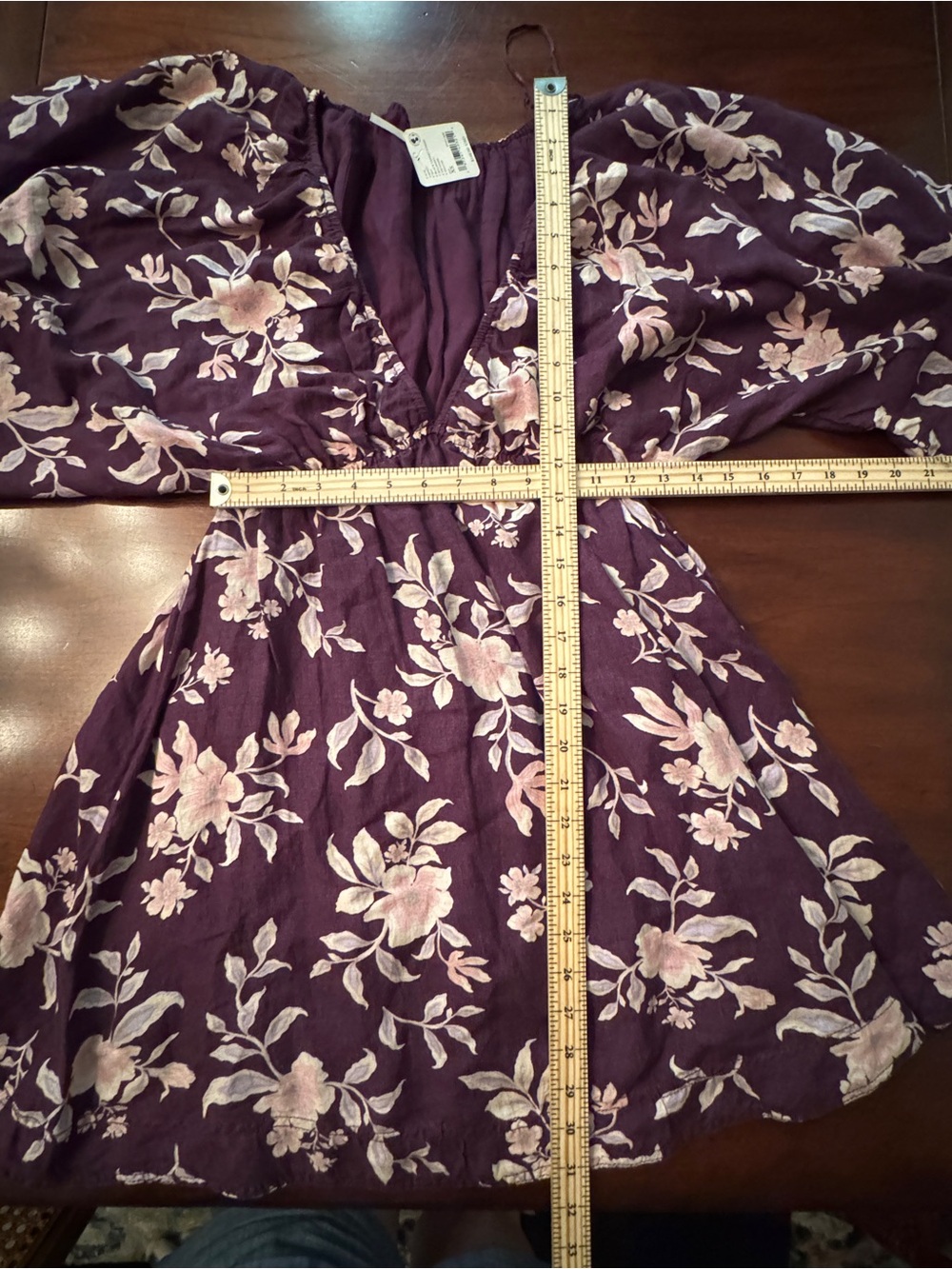 Free People Floral Linen Blend Babydoll Mini Dress NWT XS Purple Boho - Picture 2 of 14